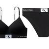 Calvin Klein Color Block Comfortable Letter Logo Jacquard Bra And Mid-Rise Underwear Set Women Underwear Black QF7218-001+QF7222-004