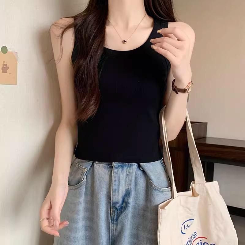 

Топ I-образной формы из ниток овсяного цвета для летней верхней женской одежды, прикрывающий грудь, облегающий короткий топ без рукавов XL