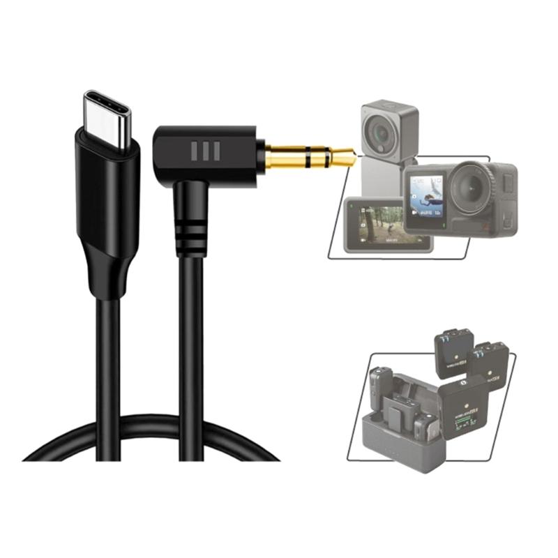 20cm Microphone Adapter Cable for Rode Wireless Series, Quality Audional Transfer Cord Type-C To 3.5mm for Action 2 3 4