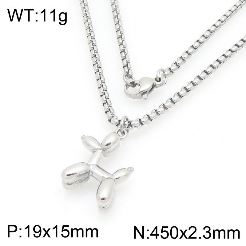 

Cute Balloon Dog Pendant Necklaces Stainless Steel Twisted Chain Choker for Couples Simple Animal Necklace Fashion Party Jewelry 60CM