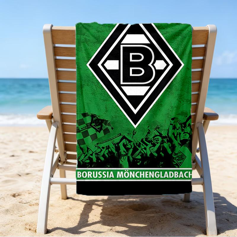 Grün Schwarz Borussia Strandtuch - Weiche, Saugfähige Mikrofaser, Leicht, Ideal für Den Strand, Partys, Reisen, Camping Fanartikel
