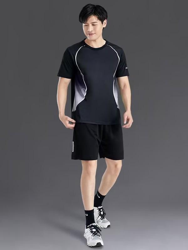 Men's Summer Fitness Sports Suit: Ice Silk Quick-Dry T-Shirt and Breathable Training Shorts.