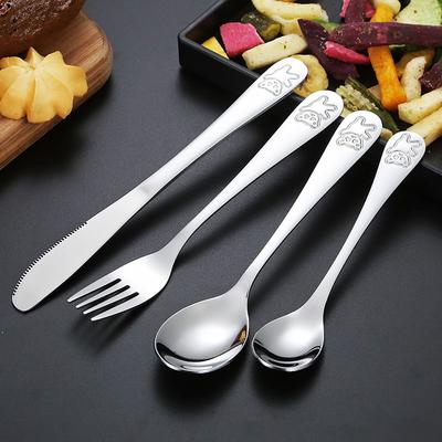 1Pc Children's Bear Stainless Steel Cutlery Set Western Cute Cartoon Spoon Fork Knife Dinnerware Tableware Kitchen Utensils