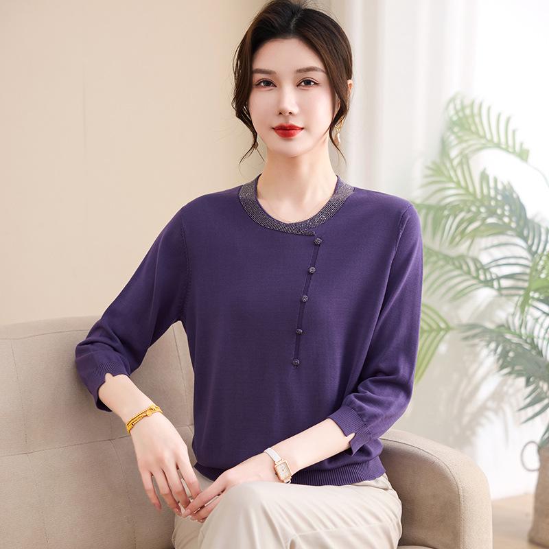 

Spring Mulberry Silk Cardigan: Stylish 2026 Top for Middle-Aged & Elderly Women 5XL (150-165 jin)