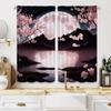 Light Filtering Black Pink Sakura Full Moon Curtains Hd Print Carnival Theme Living Room Bedroom Study Round Pocket Top Curtain Polyester Washable
