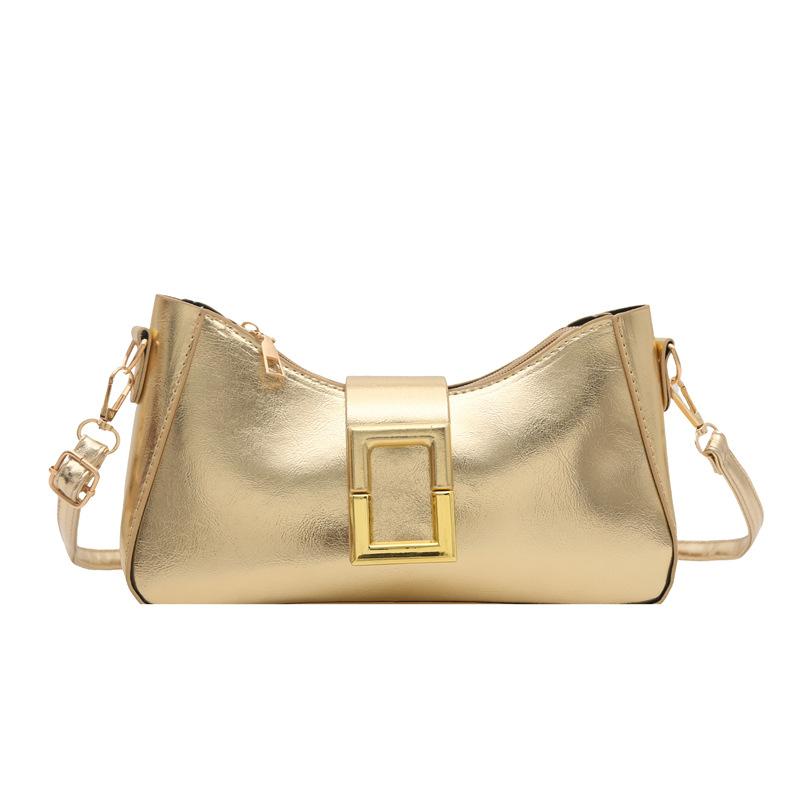 

Трендовая текстура модная новая личность модная простая однотонная сумка через плечо сумка-кроссбоди с пряжкой сумка подмышку золотой