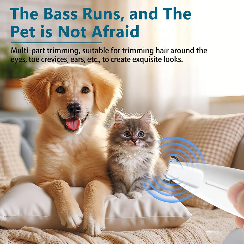 Dogs Cats 2 In 1 Grooming Kit Pet Hair Trimmer with LED & UV Light, Waterproof Electric Shaver