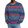 Men's Neck Christmas Print Knit Sweater for Fall and Winter