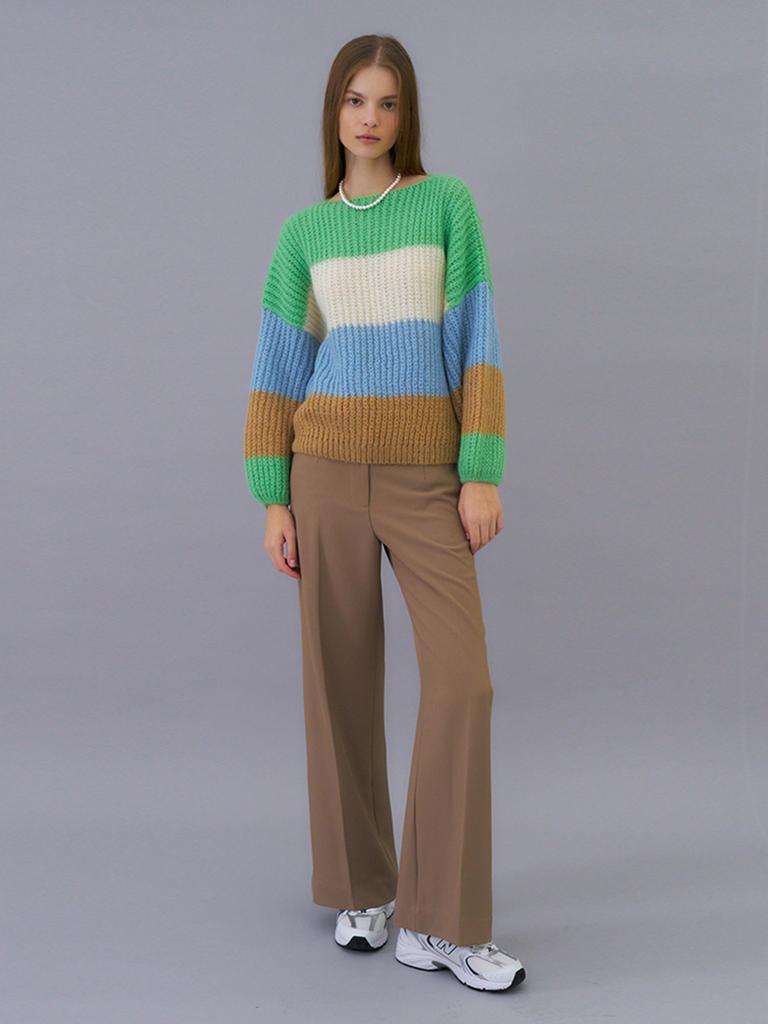 Hiloin Mohair Color Block Sweater (Blue)