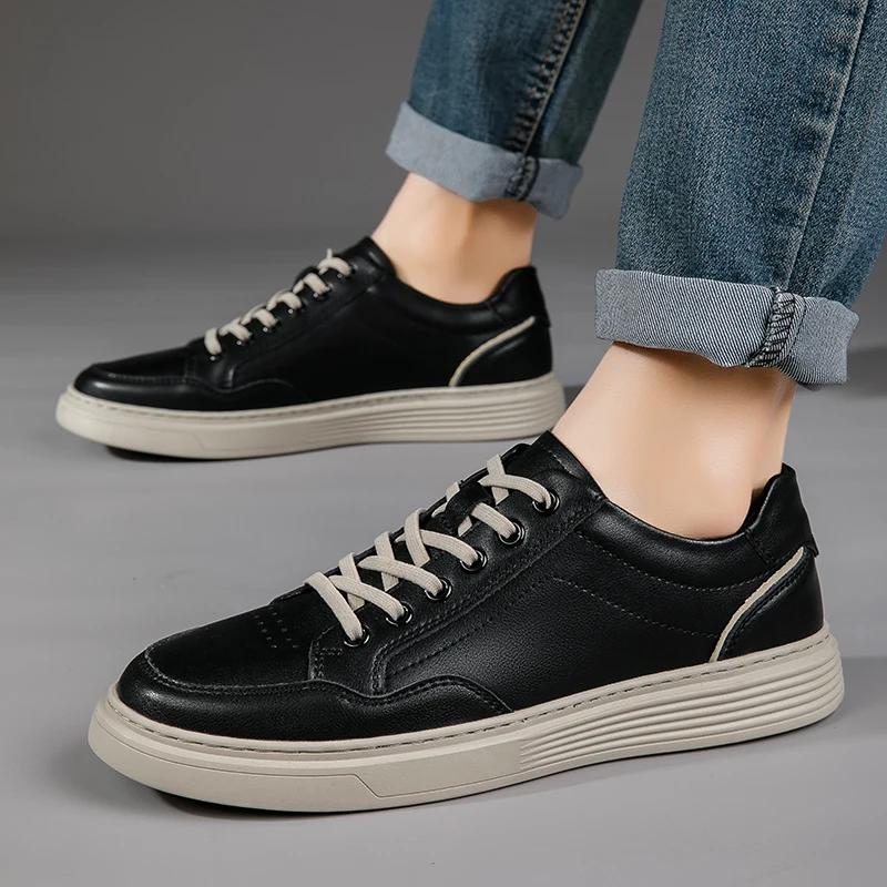 New Breathable Mens Shoes Fashion Hollow Out Walking Sneakers Comfy Outdoor Italian Genuine Leather Casual Shoes Skateboard Shoe