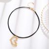 Korean Fashion Black Rope Necklace Women Adjustable Elegant Metal Love Heart Pendant Choker Jewelry Christmas Gift