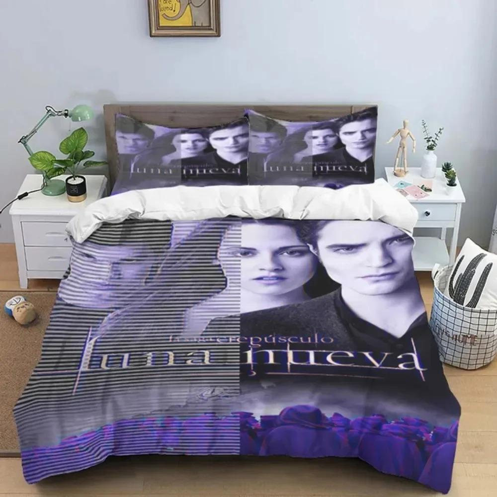 Les parures de lit crépuscule exquises Housse de couette Taie d'oreiller Adulte Garçon Fille Décoration de chambre Simple/Double Taille Cadeau 135x200cm (3pcs)