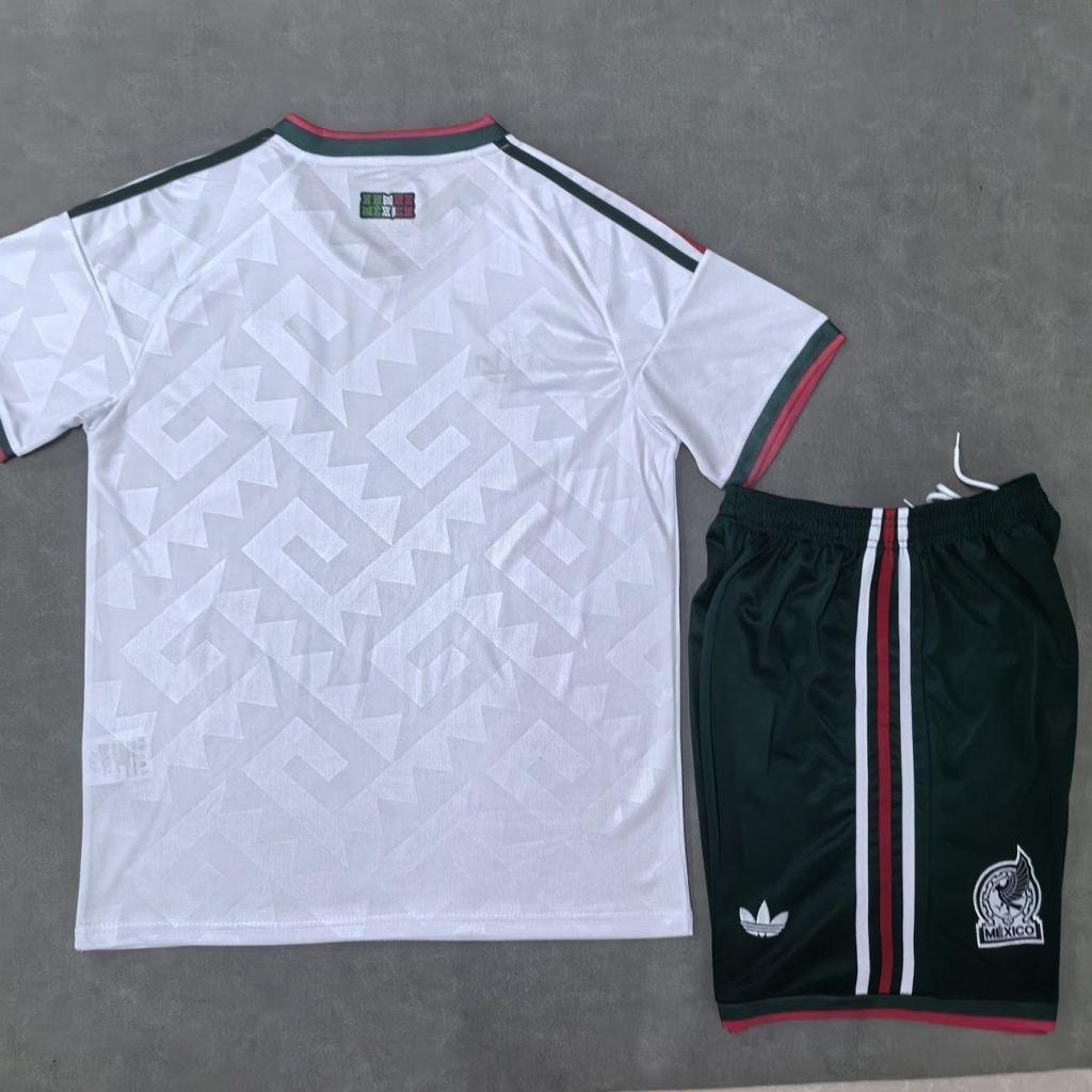 Mexico 2026 World Cup Soccer Jersey Home & Away Set – Retro 1998 Green & White Gray Geometric