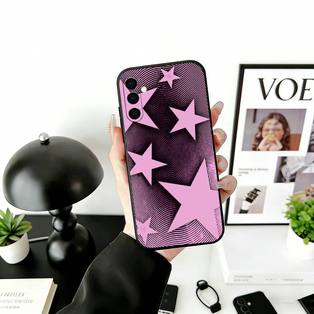 Y-y2K Star Aesthetic Phone Case Black Silicone Soft For Samsung Galaxy A73,A72,A71,A70,A53,A52,A51