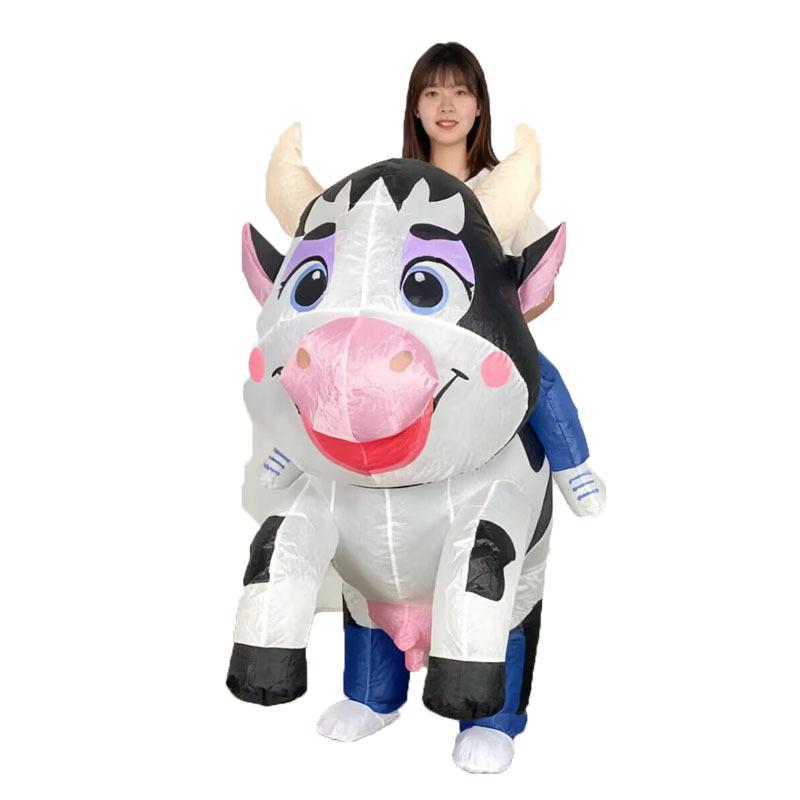 Funny Cartoon Halloween Inflatable Costume Set: Frog, Rabbit, Pink Pig, Cow for Parent-Child Parties