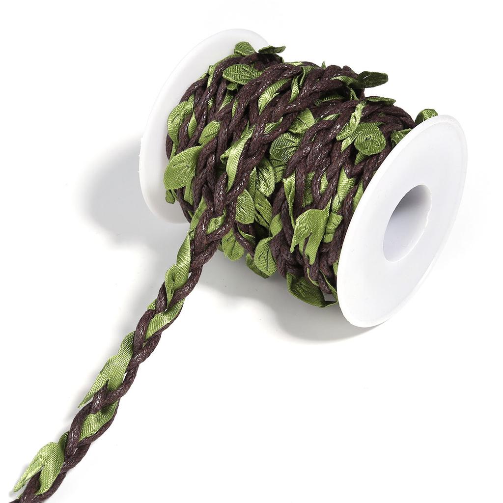 5Yards/Roll Artificial Vine Leaves Weaving Hemp Rope Simulation Green Leaves For Home Wedding Party Gift Bouquet Wrap Decoration