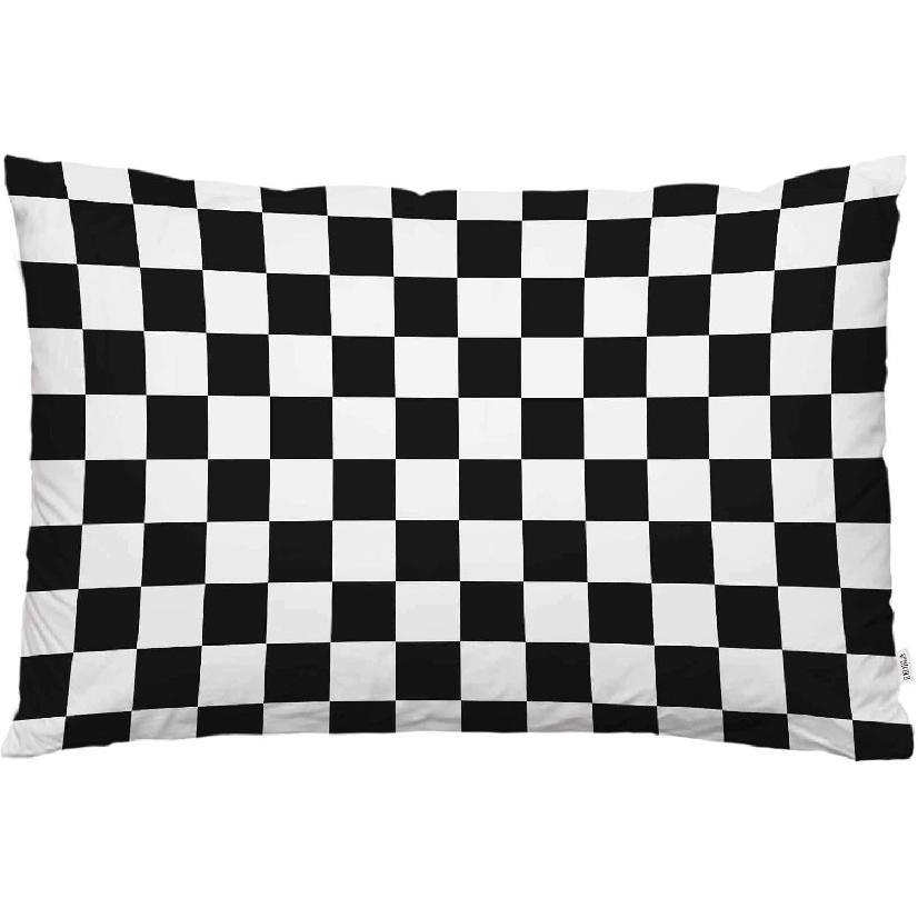 EKOBLA Throw Pillow Cover Car Racing Sports Cool Black White Formula Checkered Plaid Pattern Geometric Design Decor Lumbar Pillow Case Cushion for