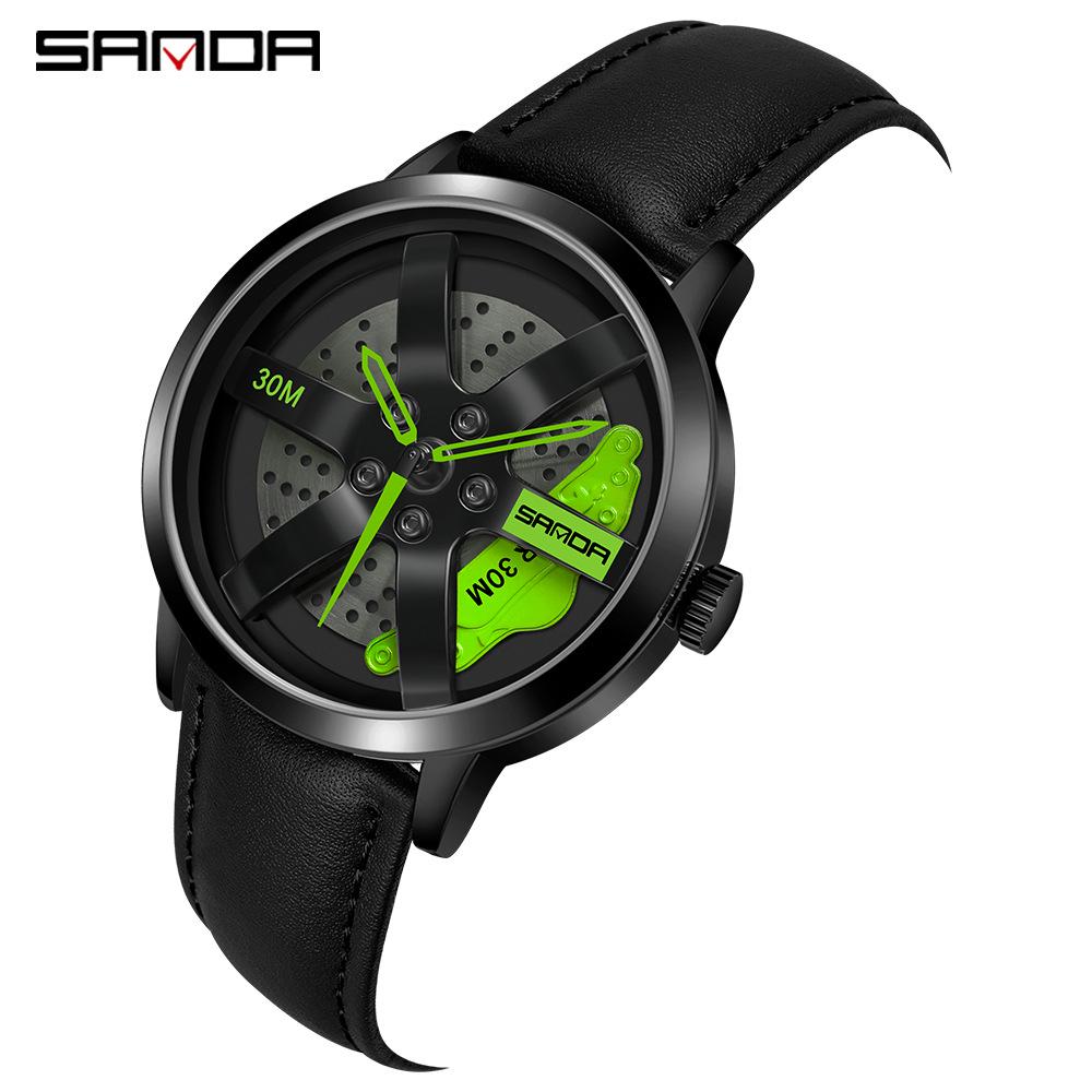 Sanda 1054 Hollow Quartz Leather Strap Fashion Watch