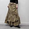 Mori Style Retro Print High Waist Pleated A-line Skirt for Women