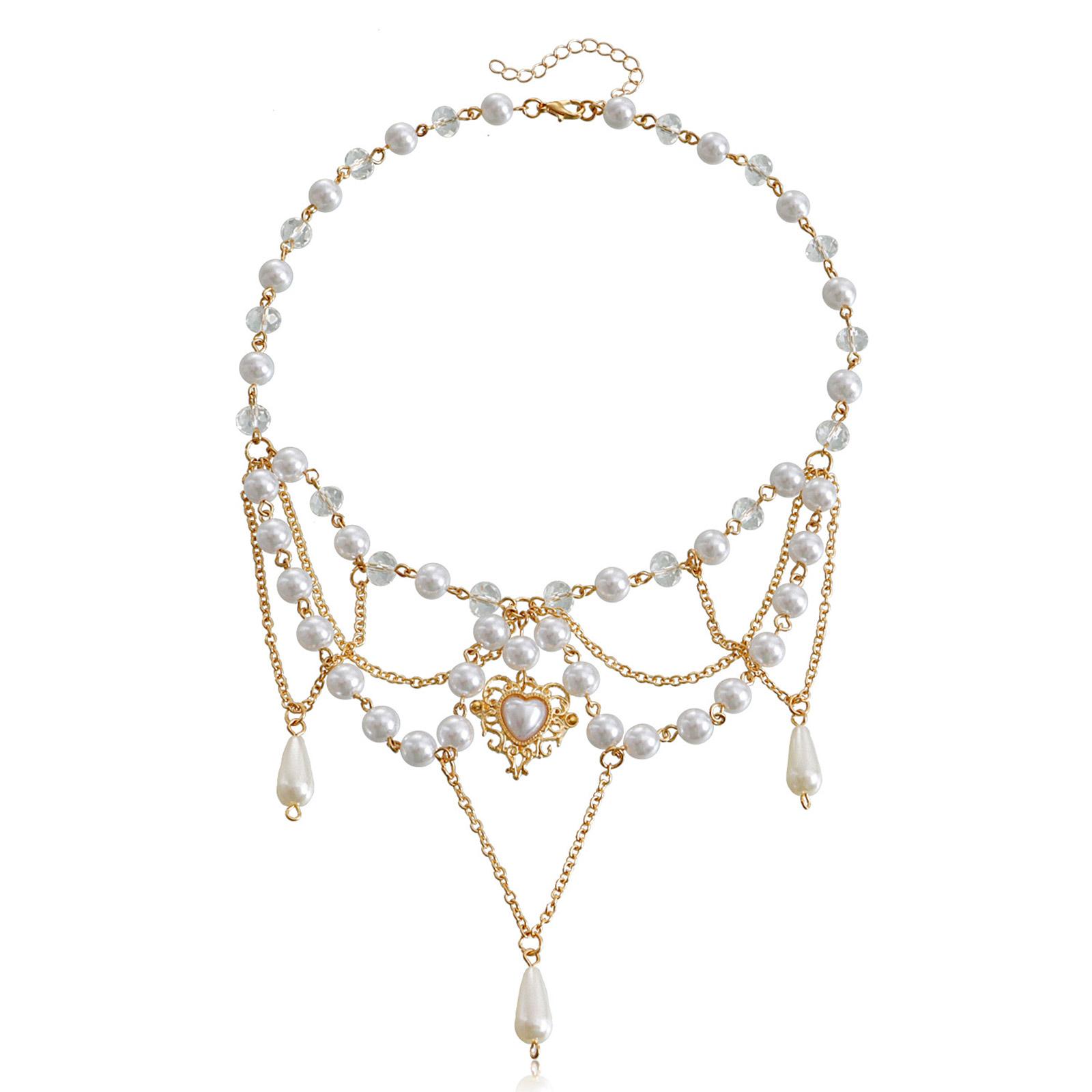 Pearl Beaded Necklace Party Jewelry Elegant Choker Chain Fashion Clavicle Chain 1