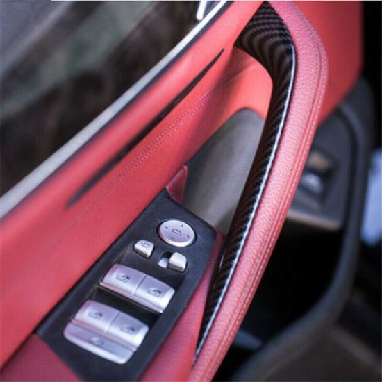 4pcs Carbon Fiber Car Inner Door Pull Handle Trim Part For BMW 5 G30 18 19 20 21