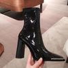 Patent Leather Short Boots Women's High Heel Thick Heel Versatile 2025 New Model Jue Jue Zi European and American Autumn and Winter Martin B