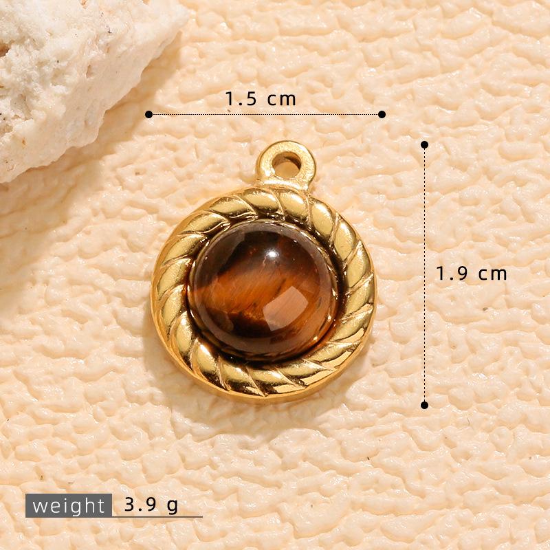 Stainless Steel Tiger Eye Oval Pendant & Earrings Set