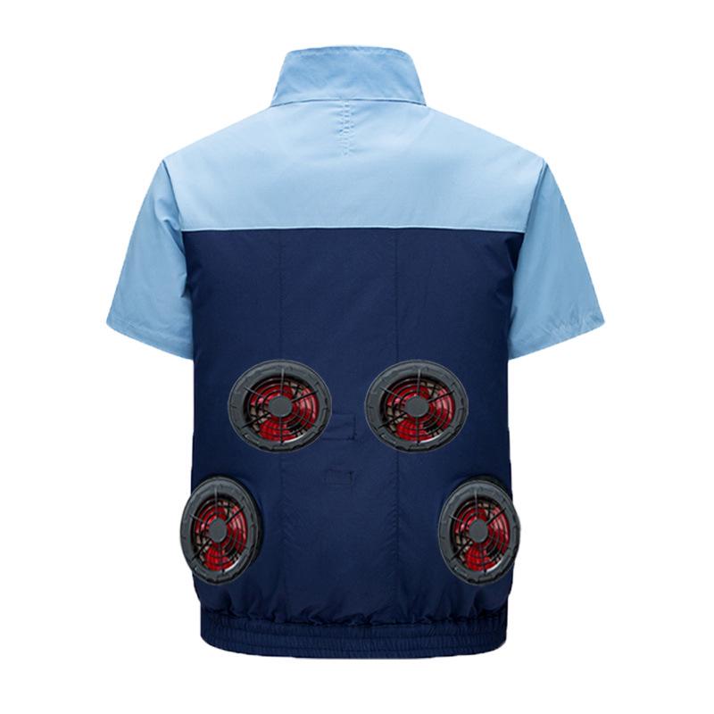 Cooling Air Conditioning Vest with Fan: Sun Protection Short Sleeve for Outdoor Heatstroke Prevention