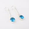 Natural Swiss Blue Topaz Gemstone 925 Sterling Silver Handcrafted Earrings 1.76" EE-171-1