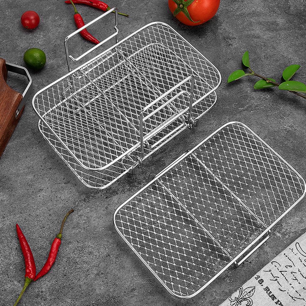 Air Fryer Rack Air Fryer Oven Grill Steamer Stainless Steel 3 Layers Mesh Grill Basket Multifunctional Air Fryer Accessories