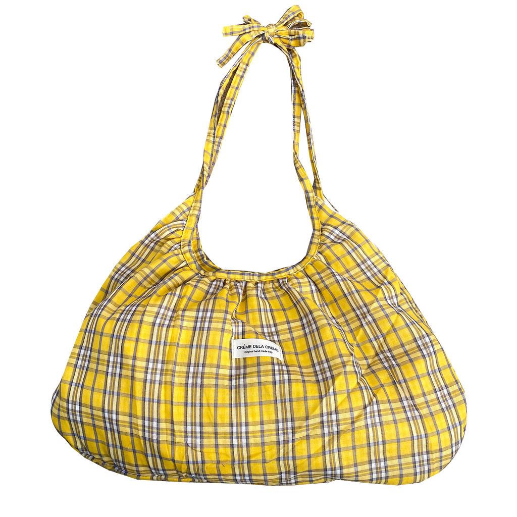 Korean Style Ruched Tote Bag, Plaid Large Capacity Shopping Handbag, Chic Versatile Single Shoulder Commuter Purse KTB