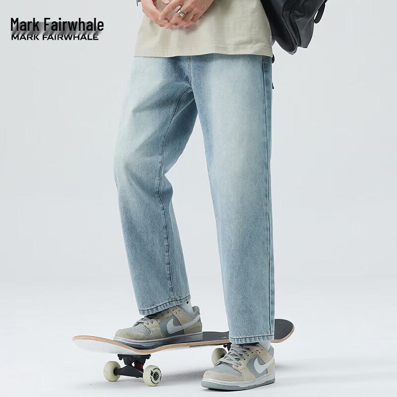 Mark Fairwhale Men's Loose Fit Straight-Leg Cropped Jeans