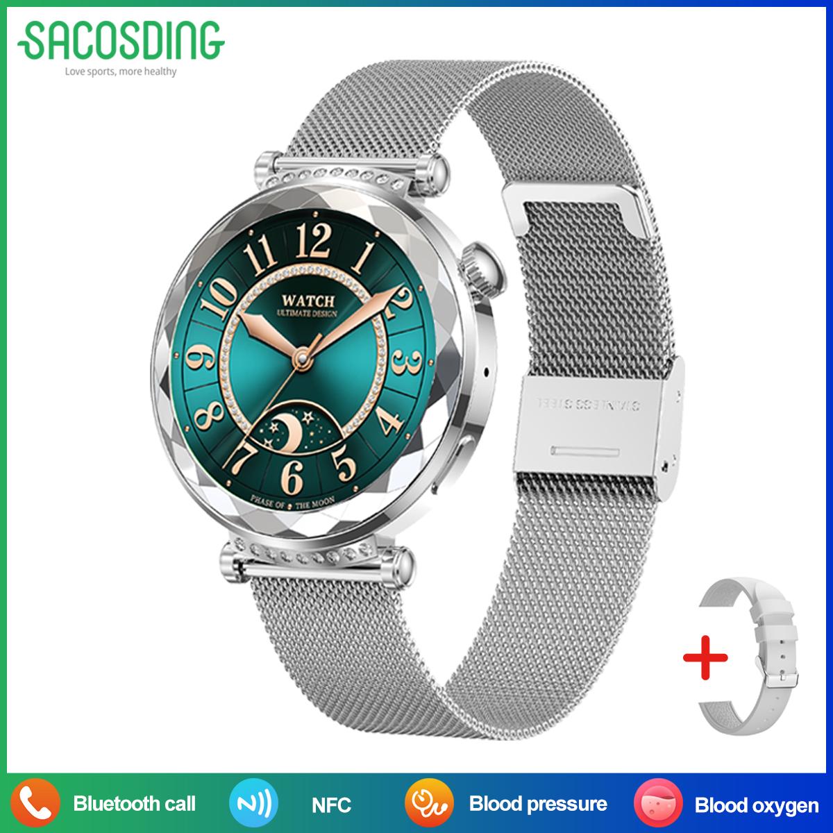 

SACOSDING Жіночий розумний годинник NFC AMOLED HD екран Smartwatch Bluetooch Call IP68 водонепроникний розумний годинник для дівчини для Android IOS