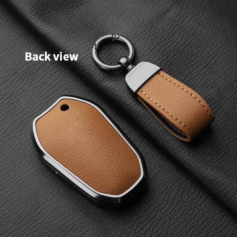 Metal And Leather Car Key Case Cover For Citroen C5 X C4L C6 C3-Xr Aircross 308 408 508 2008 3008 4008 5008 Ds 5Ls 4Saccessories