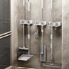 Mop Holder Double-ended Mop Clip Punch-free Broom Rack Space Saving Bathroom Organizer with Hook for Home