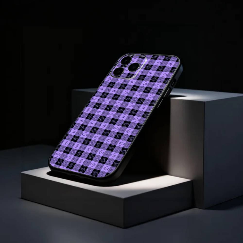 Coole P-Lila P-Kariertes Muster Handyhülle Silikon Weich Für IPhone 17 16 15 14 13 12 11 X XR Plus Pro Max Plus