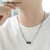 Emporio Armani Black Beaded Pendant Necklace Men Necklace Silver EGS2919040