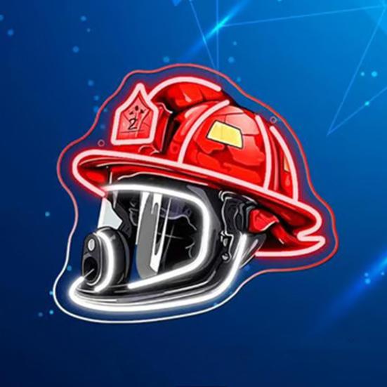 Firefighter Helmet Neon Sign LED Lamp Adjustable Brightness USB-Powered Neon Sign Light Wall Decoration