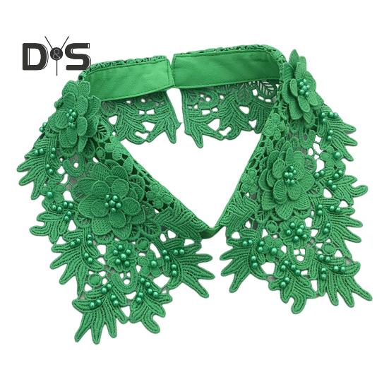 

Женский поддельный воротник с лацканами, вышитый цветочный узор, однотонный воротник, формальный воротник, удлиненный воротник рубашки зелёный