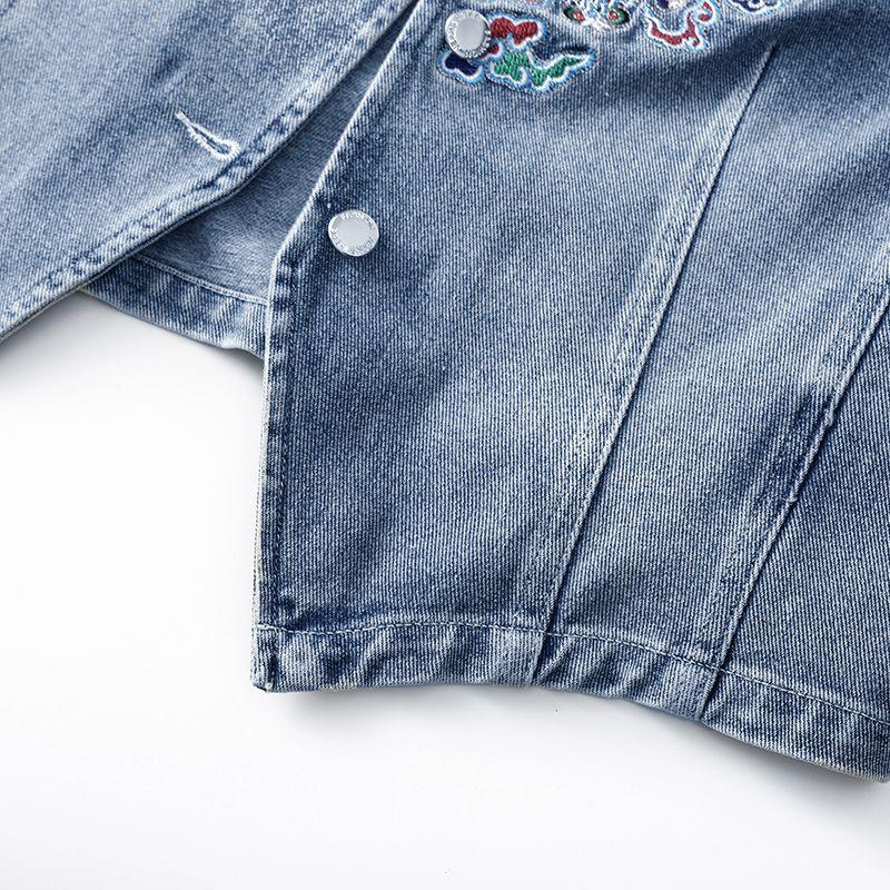 Embroidered Thin Denim Vest Jacket for Women's Summer Versatile Women's Vest Sleeveless Jacket for Spring Jeans