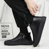 Fashion Leather Men Ankle Boots Slip on High-top Mens Casual Shoes Outdoor Lightweight Comfortable Platform Man Work Boots
