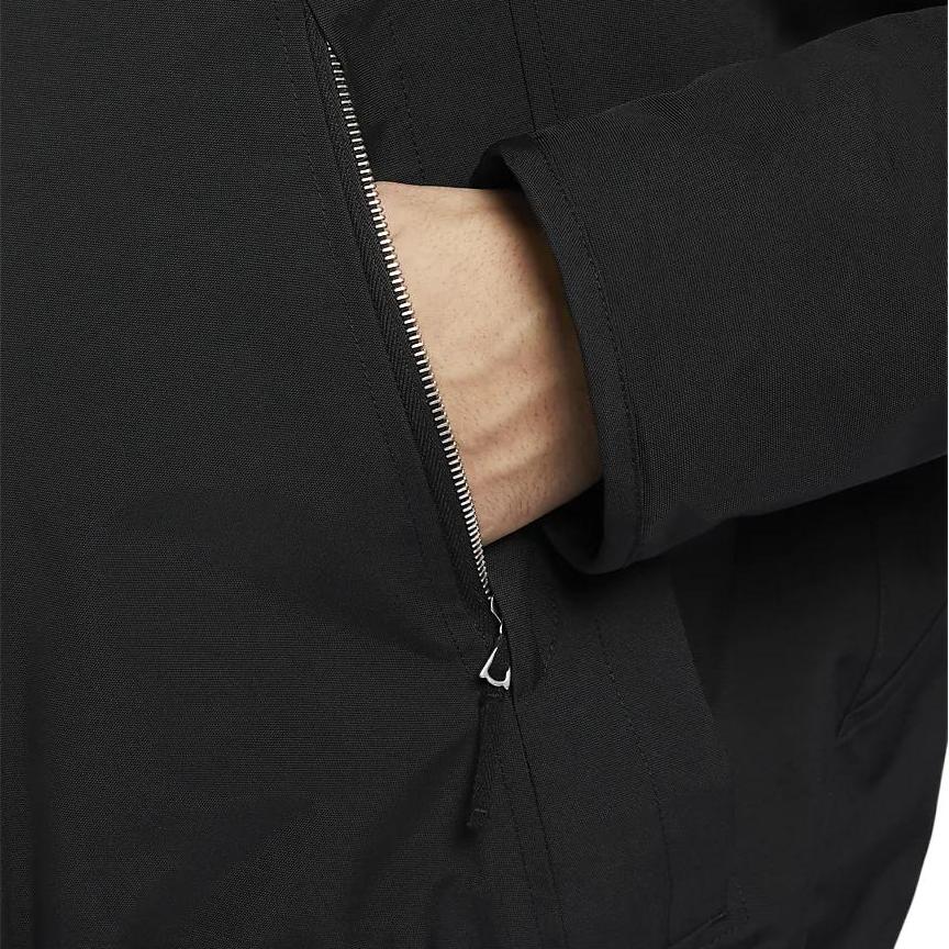 Nike Solid Color Zip-Up Hooded Jacket with Drawstring and Long Sleeves Men Outerwear Black DV7465-010