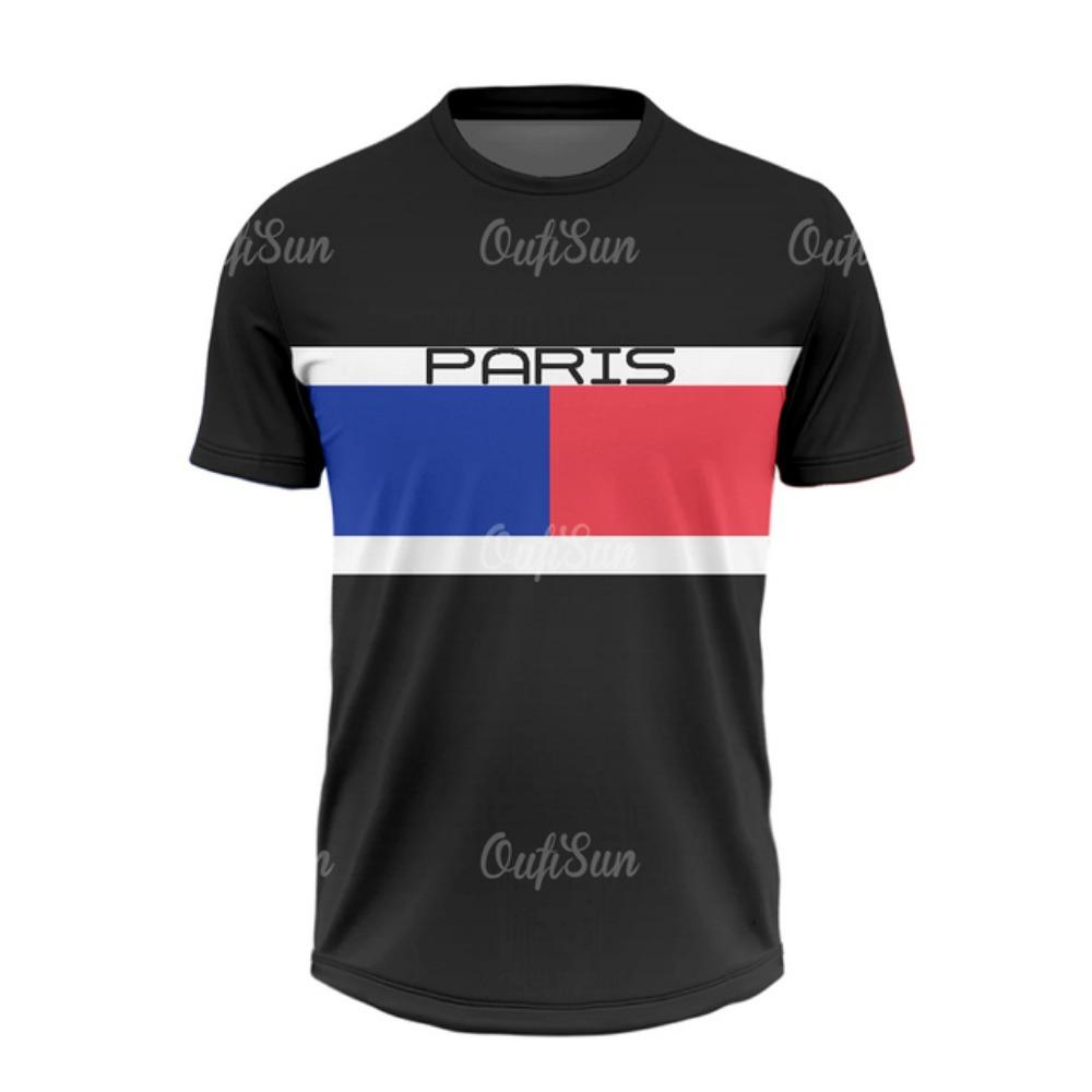Summer T Shirt For Men Casual Short Sleeve Paris Letter Print Tops Outdoor Sports Fitness Clothing Quick-drying T-shirts