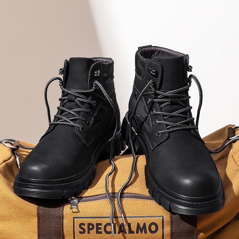 Fashion Leather Men's Fashionable Ankle Boots Autumn Winter Male Low Top Sneakers Versatile Motorcycle Boots New High Top Walking Botas