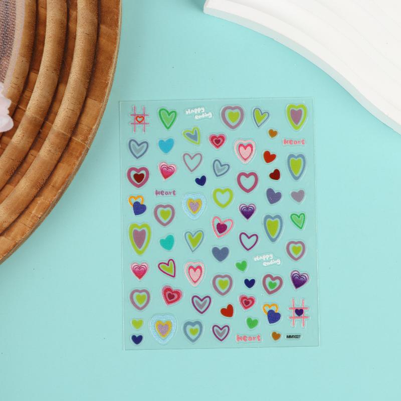 1/3Sheets Colorful Dopamine Jelly Scrapbook Stickers 3D Decal Cute Heart Pattern For Diy Journal Kawaii Nail Decals For Girls