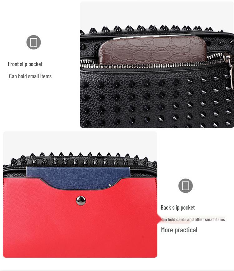 2025 Black Studded Versatile Backpack & Shoulder Bag - Large Capacity, High Quality