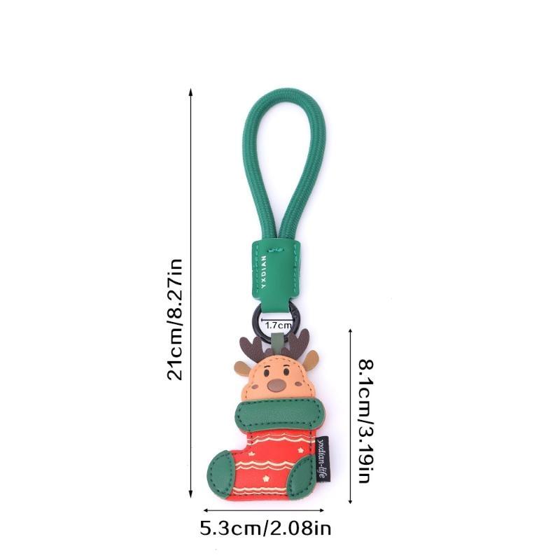 

Креативный зеленый брелок из ПУ кожи, подвеска в виде носков и елки, милый мультяшный брелок, аксессуары для украшения рюкзака, подарок для пары