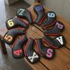 10 Stuks Golf IJzeren Head Covers Rode Rits Club Geborduurde Nummers Cover