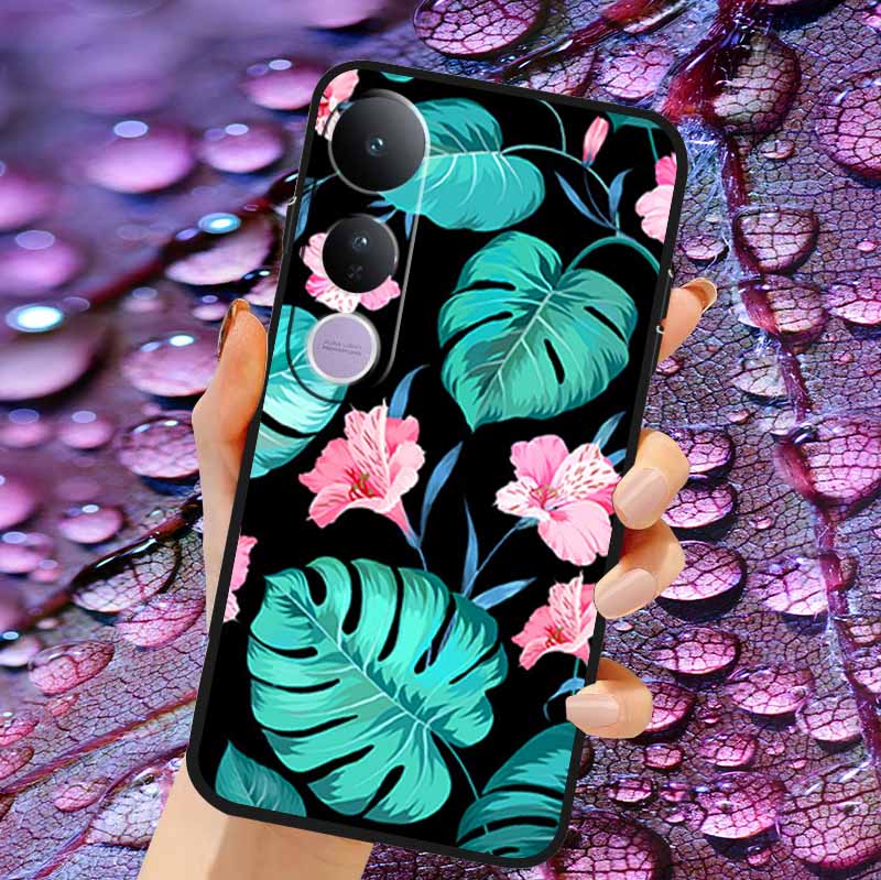 Case For Vivo V50 Lite Soft 3D Flower Relief Emboss Silicone Covers for Vivo V 50 Lite 4G 5G V50Lite Soft Capa Protective Casing