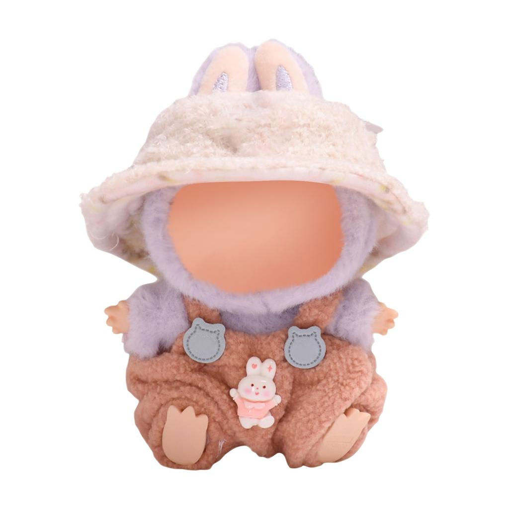 Rabu Cloth Pendant Dress Bow Plaid Scarf Set  Plush Doll Dress